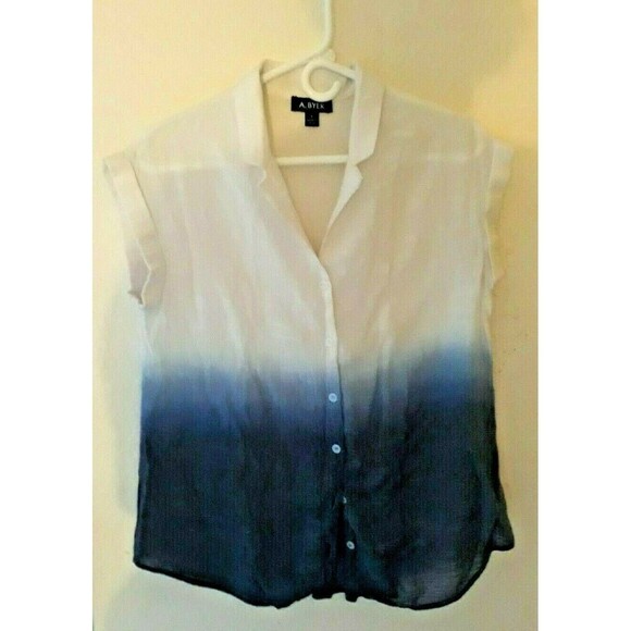 A Byer Womens White and Blue Button Down Shirt Top Blouse Size S - Picture 1 of 3